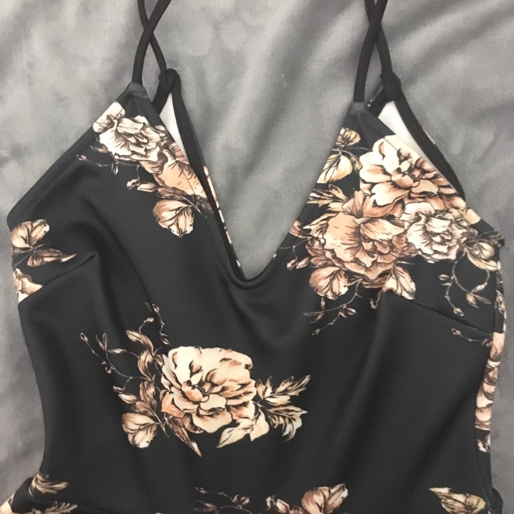 Satin, A-Line, Floral Dress